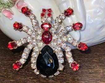 Vintage Spider Brooch, Statement Spider Pin, Crystal Spider Brooch, Vintage Spider Pin, Small Vintage Spider Brooch, Vintage Statement Pin