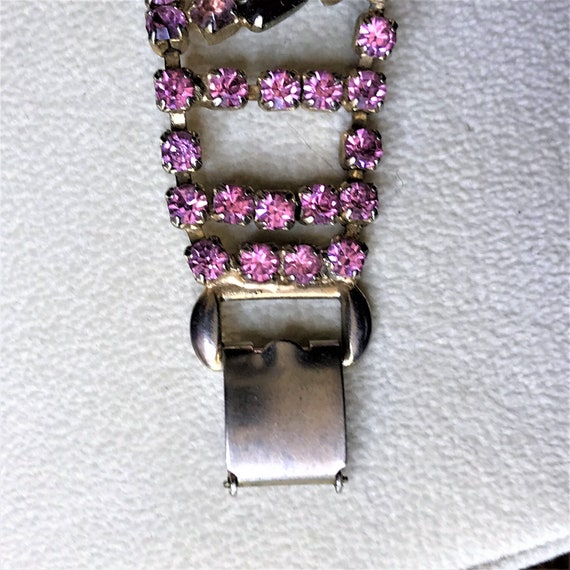 Vintage Purple Bracelet, Pink Rhinestone Bracelet… - image 6