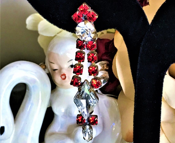 Ruby Red Statement Earrings, Boho Chic, Vintage C… - image 4