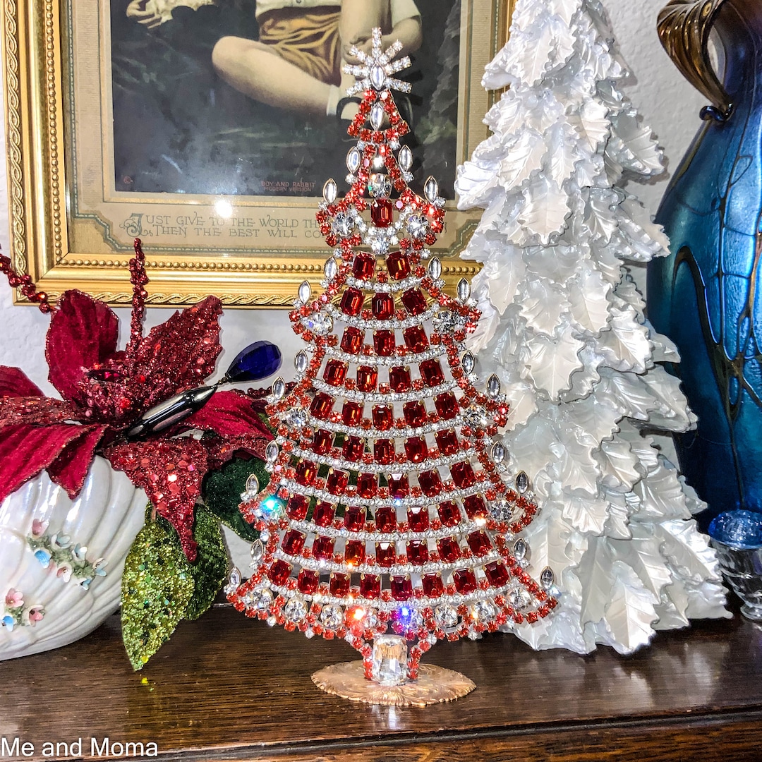 Vintage Czech Christmas Tree, Vintage Rhinestone Tree, Vintage Christmas Decoration, Retro