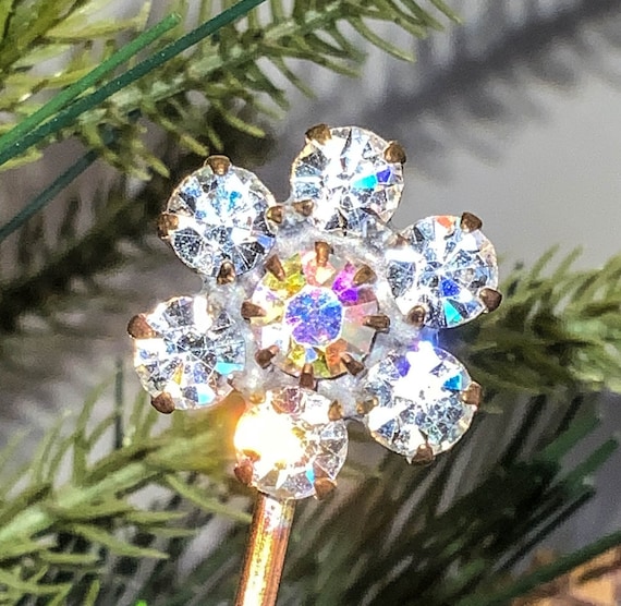 Vintage Crystal Hair Pin, Crystal Bobby Pin, Crys… - image 2