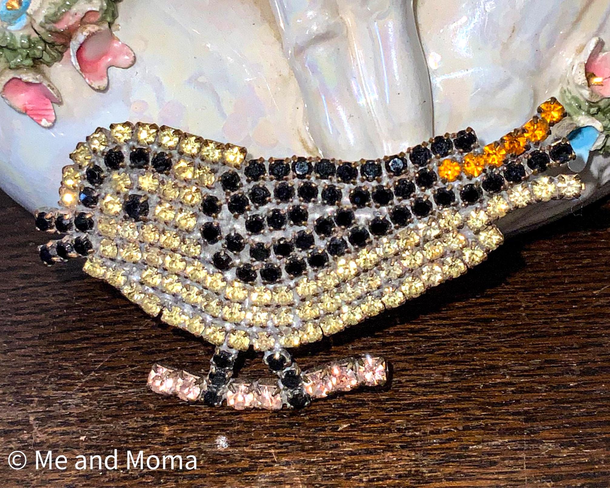Vintage Bird Rhinestone Pin, Vintage Rhinestone Bird Brooch, Vintage Czech Rhinestone Bird, Figural Bird Pin, Vintage Czech Brooch