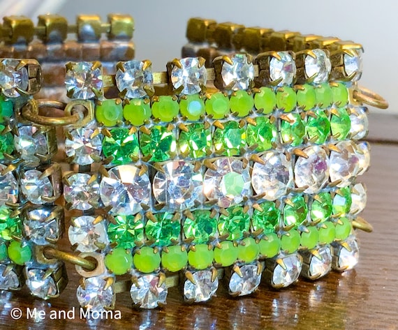 Vintage Green Bracelet, Retro Green Bracelet, Gre… - image 4