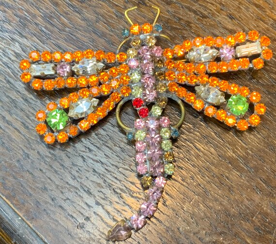 Vintage dragonfly pin brooch Gem