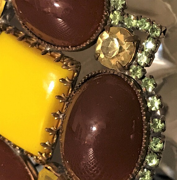 Vintage Brooch, Chocolate Brown and Lemon Yellow … - image 2