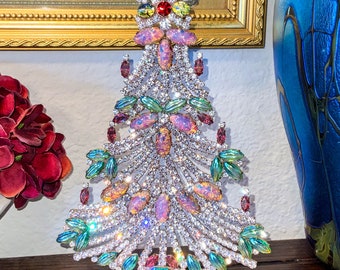 Vintage Rhinestone Tree, Vintage Czech Christmas Tree, Vintage Christmas Tree, Retro Christmas Ornament, Vintage Home Décor