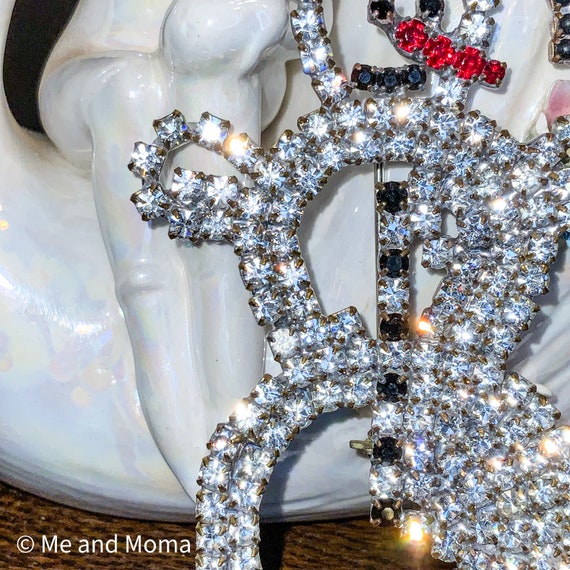 Vintage Monet Rhinestone Peppermint Candy Christmas Pin Brooch | The
