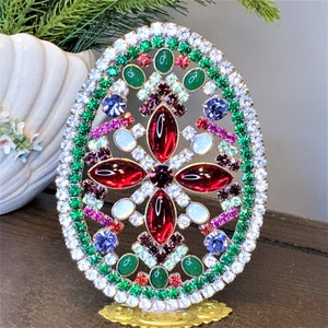 Vintage Rhinestone Egg, Vintage Easter Decoration, OOAK Easter Egg, Vintage Easter Egg, Vintage Easter Ornament, Vintage Egg