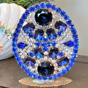 Large Vintage Easter Decoration, Brilliant Blue Crystal Easter Egg, Vintage Rhinestone Easter Egg, Vintage Egg, Vintage Easter Ornament