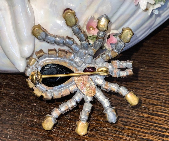 Vintage Spider Brooch, Statement Spider Pin, Crys… - image 10