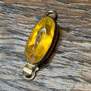 Vintage One strand Topaz Colored stone box clasp marked Czechoslovakia, Vintage box clasp, Oval box clasp, Gemstone clasp