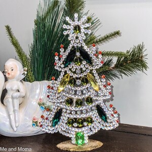 Vintage Czech Christmas Tree, Vintage Rhinestone Tree, Vintage Christmas Decoration, Holiday Decoration, Vintage Ornament, Retro Home Décor
