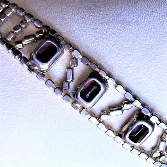 Vintage Purple Bracelet, Pink Rhinestone Bracelet… - image 10