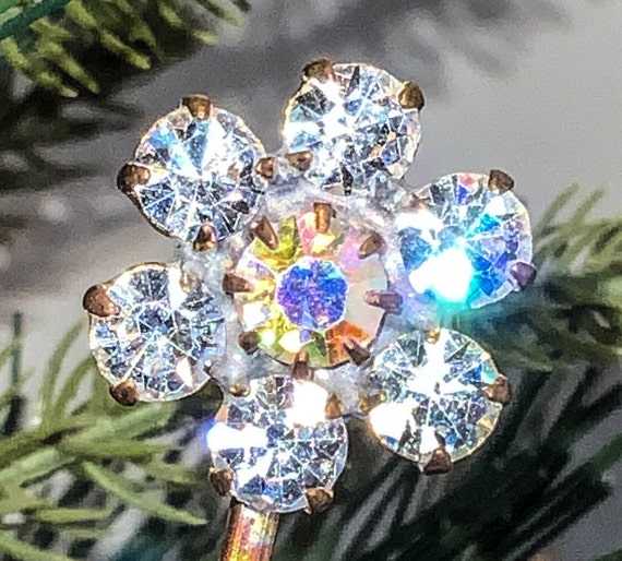 Vintage Crystal Hair Pin, Crystal Bobby Pin, Crystal Flower  display picture 1