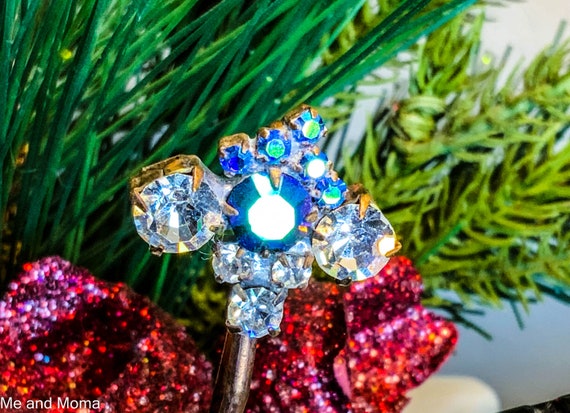 Blue Vintage Hair Pin, Vintage Bobby Pin, Crystal… - image 2