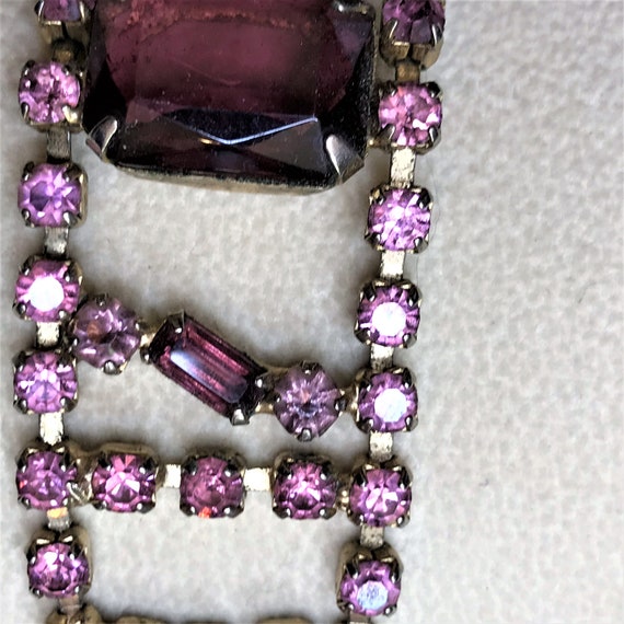 Vintage Purple Bracelet, Pink Rhinestone Bracelet… - image 8