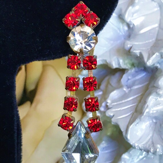 Ruby Red Statement Earrings, Boho Chic, Vintage C… - image 6
