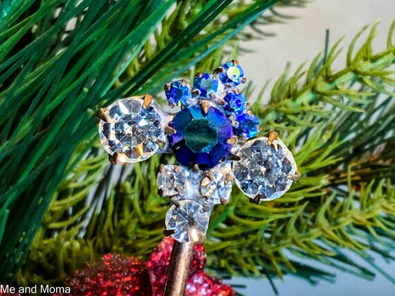 Blue Vintage Hair Pin, Vintage Bobby Pin, Crystal… - image 5