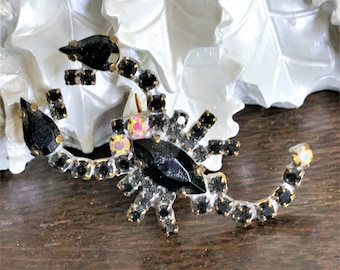 Stunning Black Scorpion Pin, Crystal Scorpion Brooch, Scorpion Pin, Vintage Scorpion, Halloween Jewelry