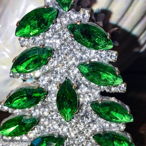 Vintage Green Czech Rhinestone Christmas Tree, Vintage Christmas Decoration, Rhinestone Tree, Holiday Decoration, Christmas Ornament