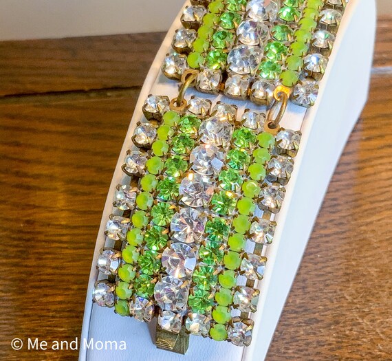 Vintage Green Bracelet, Retro Green Bracelet, Gre… - image 3