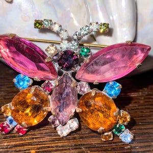 Vintage Butterfly Pin, Butterfly Scatter Pin, Rhinestone Butterfly Pin, Pink Butterfly, Vintage Butterfly Brooch