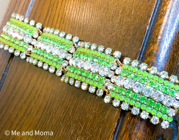 Vintage Green Bracelet, Retro Green Bracelet, Gre… - image 7