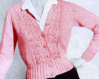 1950s Quick To Knit Chunky Little Cardigan/ Sweater/ Bust 34" - 36". Vintage Knitting PDF Pattern. Instant Download