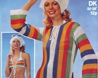 Crochet Bikini Pattern. Bust 32"-38". Vintage. PDF Pattern. Instant Download