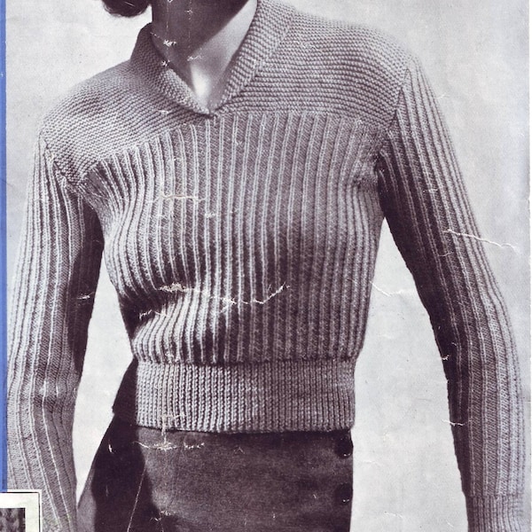 1930er Jahre Pullover Strickmuster Vintage Strickmuster PDF Muster Instant Download
