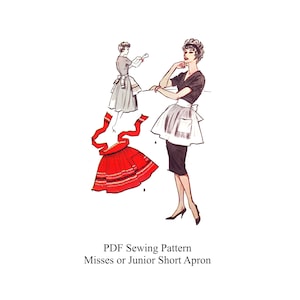 Short Apron Apron Sewing Pattern Vintage Sewing PDF Pattern Instant Download
