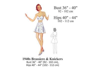 40s Brassiere & Knickers Sewing patron Buste 36" - 40" Tap Pants Couture Panties Pattern vintage Bra Lingerie PDF Pattern Instant Download