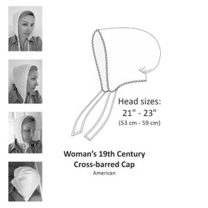 19th Century Women's cap Hand - Sewing Pattern Cross -bared Cap Victorian Cap Edwardian Cap