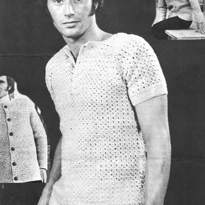 3 Men's Crochet Patterns - Vest - Sweater Flecked Jacket And Green Jacket - Cardigan Vintage PDF Pattern Instant Download