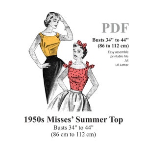 1950s Wrap Halter Top Sewing Pattern / Busts 32 34 & 36 38 Inches / PDF  Instant Download 