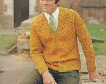 Man's Crochet Cardigan/ Jacket. Chest 36"-42". Vintage. PDF Pattern. Instant Download