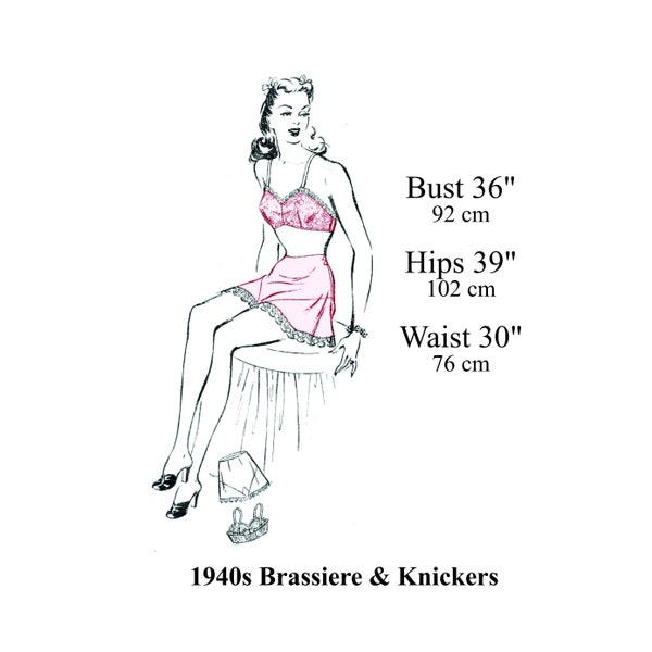 40s Brassiere & Knickers Sewing pattern Bust 36 Bra Sewing Pattern PDF Vintage Lingerie Pattern Tap Pants French Knickers Instant Download