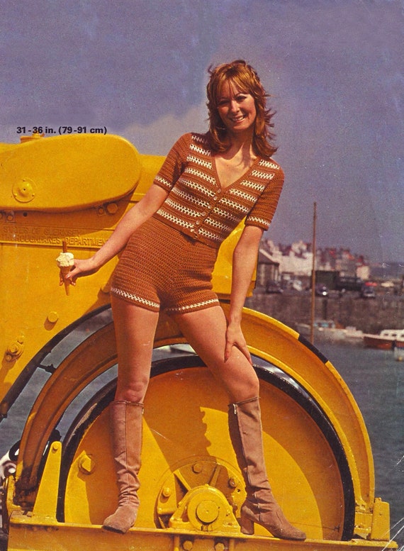 Crochet Jumpsuit Pattern Bust 31"-36" Vintage PDF Pattern Instant Download