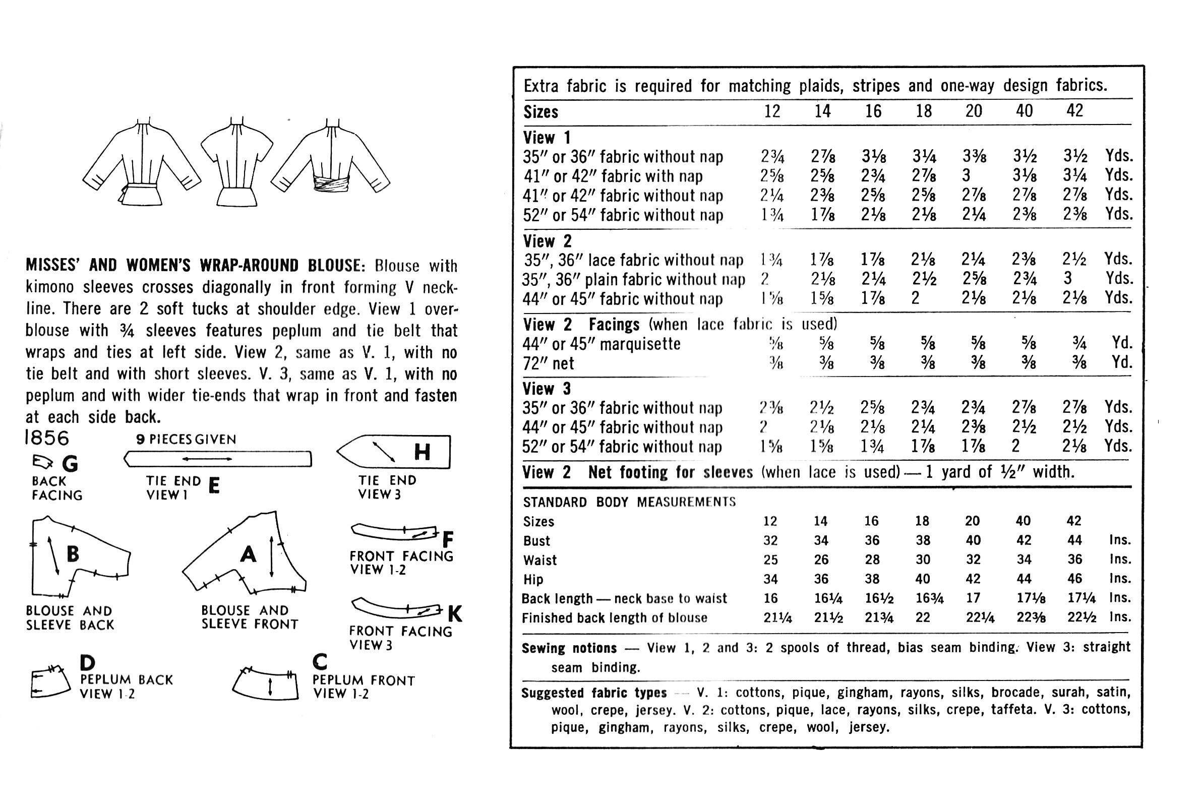 1950s Wrap around Blouse Top Sewing Pattern Bust 36 91 Etsy 1950s-wrap-around-blouse-top-sewing-pattern-bust-36-91-etsy