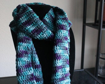 Wintery Handmade Multicolor Crocheted Scarf