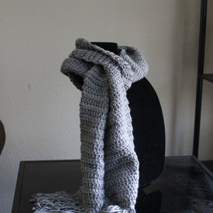 Grey Handmade Crocheted Scarf