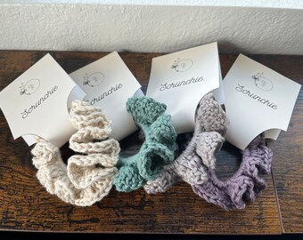 Scrunchies di cotone all'uncinetto