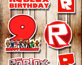 Roblox Centerpieces Roblox Digital Party Supplies Roblox Etsy - color roblox logo roblox roblox cake logos