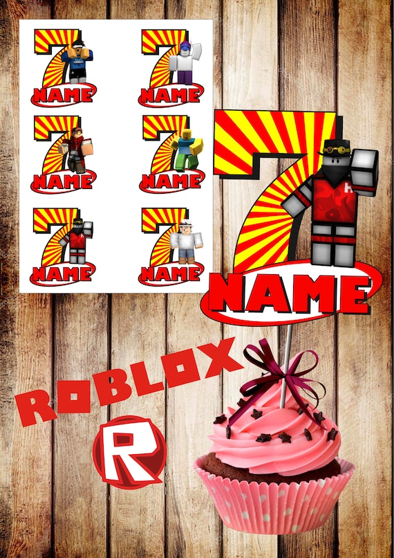 6 Roblox Personalized Toppers Roblox Birthday Toppers Etsy - backdrop roblox roblox party download poster roblox digital etsy