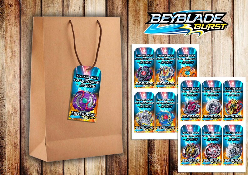 Beyblade printables Beyblade Personalized Beyblade digital tags Beyblade party supplies Beyblade birthday party Bey blade spinners