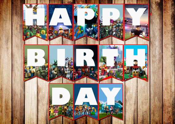 Roblox Birthday Banner Digital Roblox Flags Printable Roblox Etsy - roblox banner template roblox redeem card