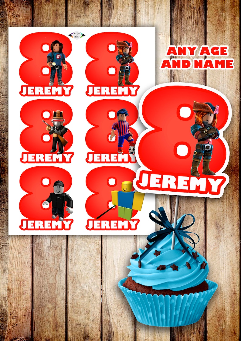 Roblox Digital Toppers Roblox Digital Party Supplies Etsy - 6 roblox personalized toppers roblox birthday toppers roblox digital topper roblox birthday party roblox party diy roblox birthday