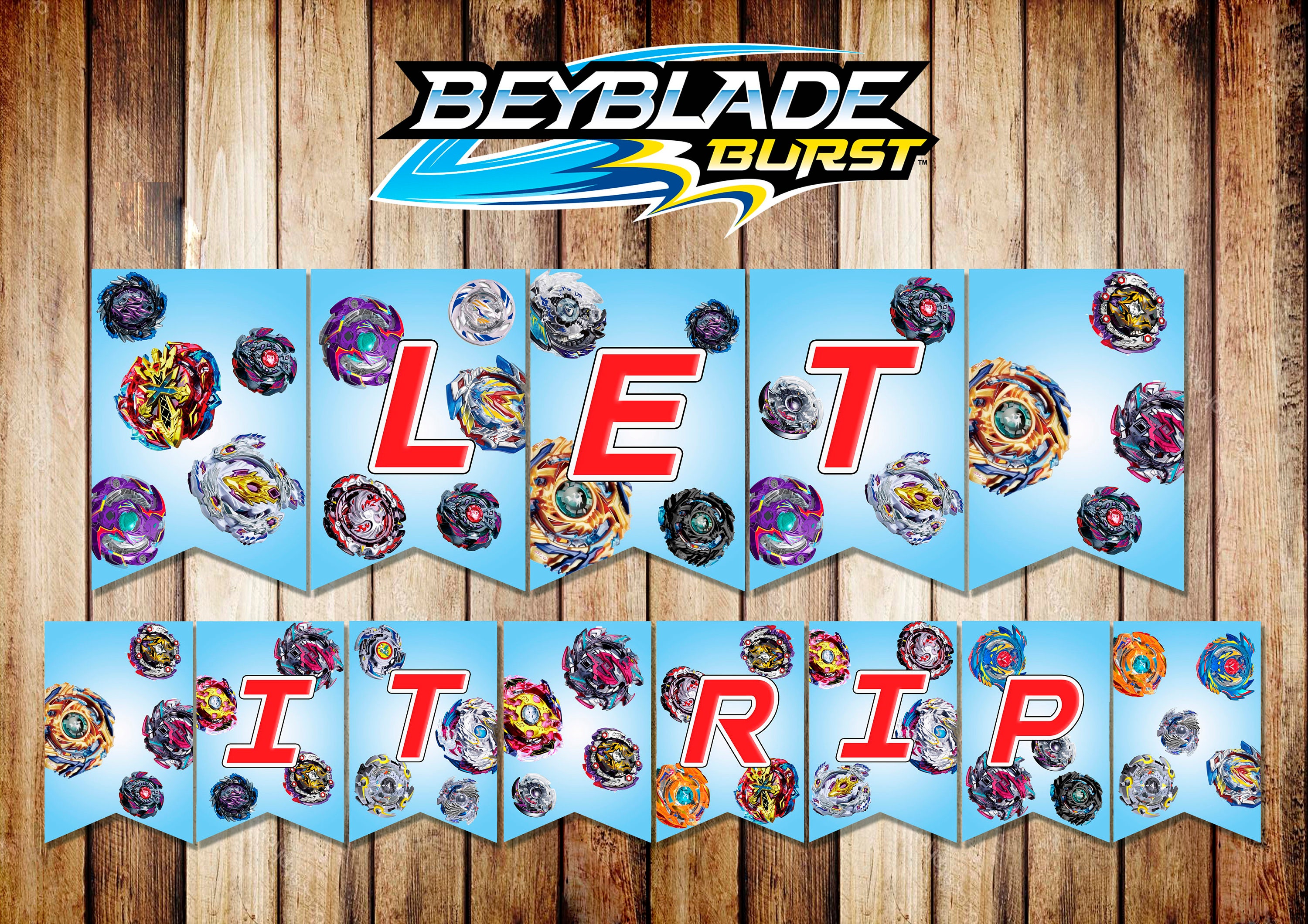 Digital Beyblade banner Beyblade birthday party Beyblade Etsy