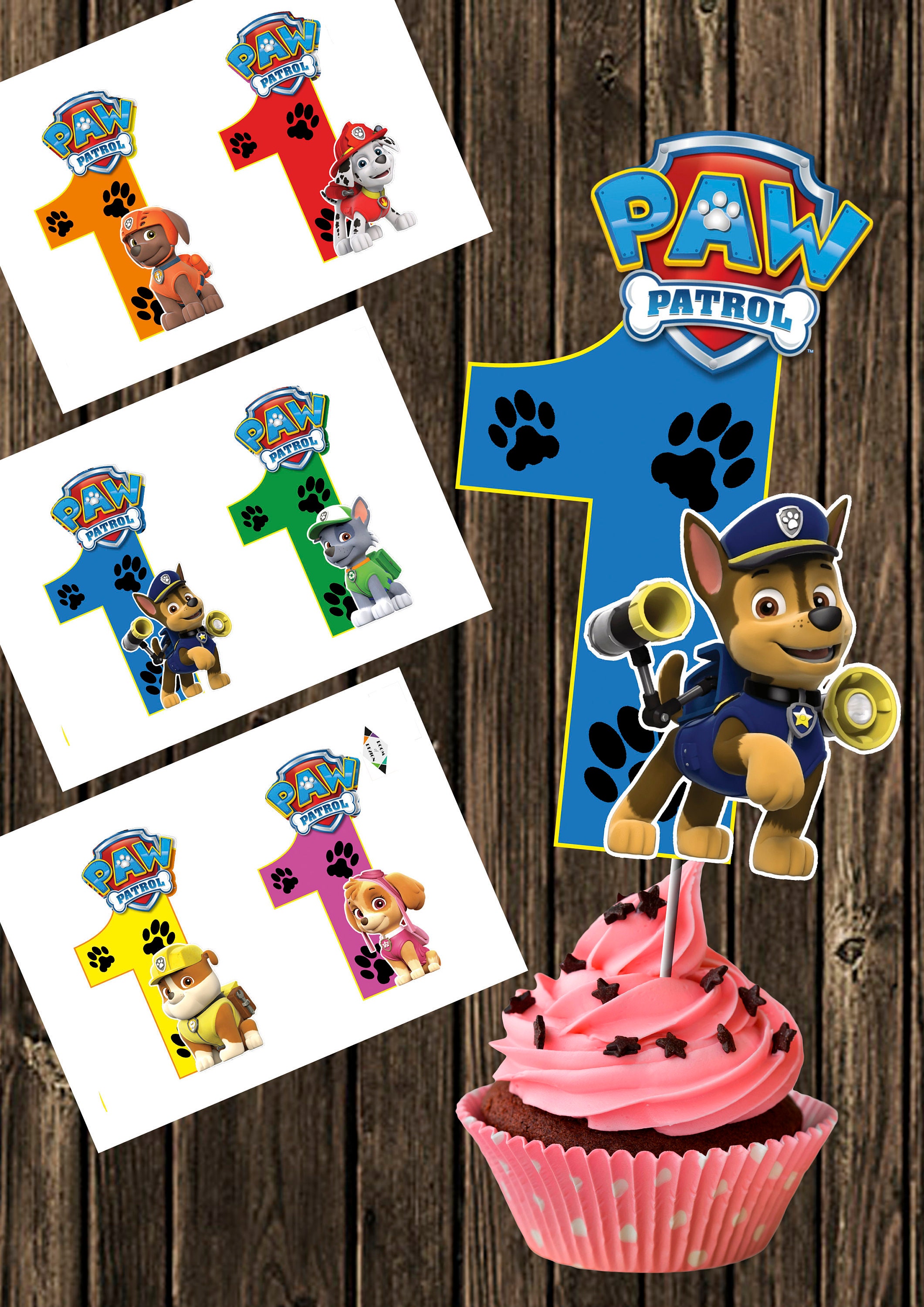 Paw Patrol printable Big Number 1 Paw Patrol Centerpiece | Etsy