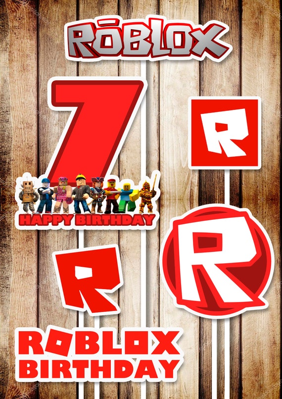 Roblox Centerpieces Roblox Digital Party Supplies Roblox Etsy - roblox personalized poster roblox birthday poster roblox etsy